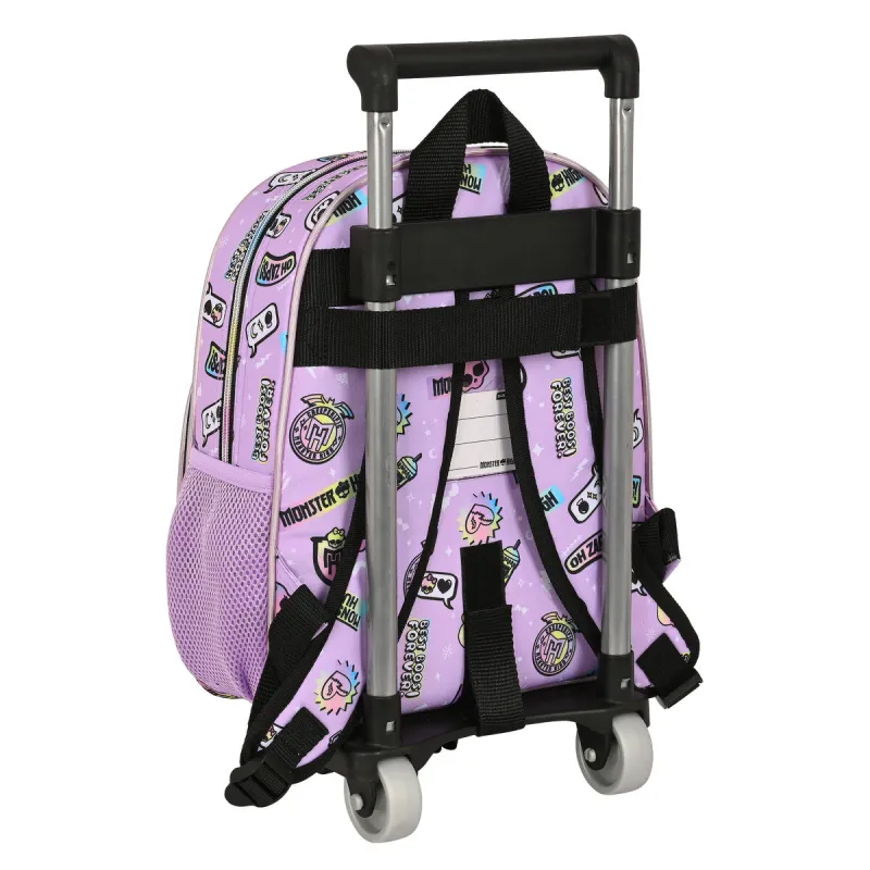 Reppu pyörillä Monster High Best boos Liila 28 x 34 x 10 cm